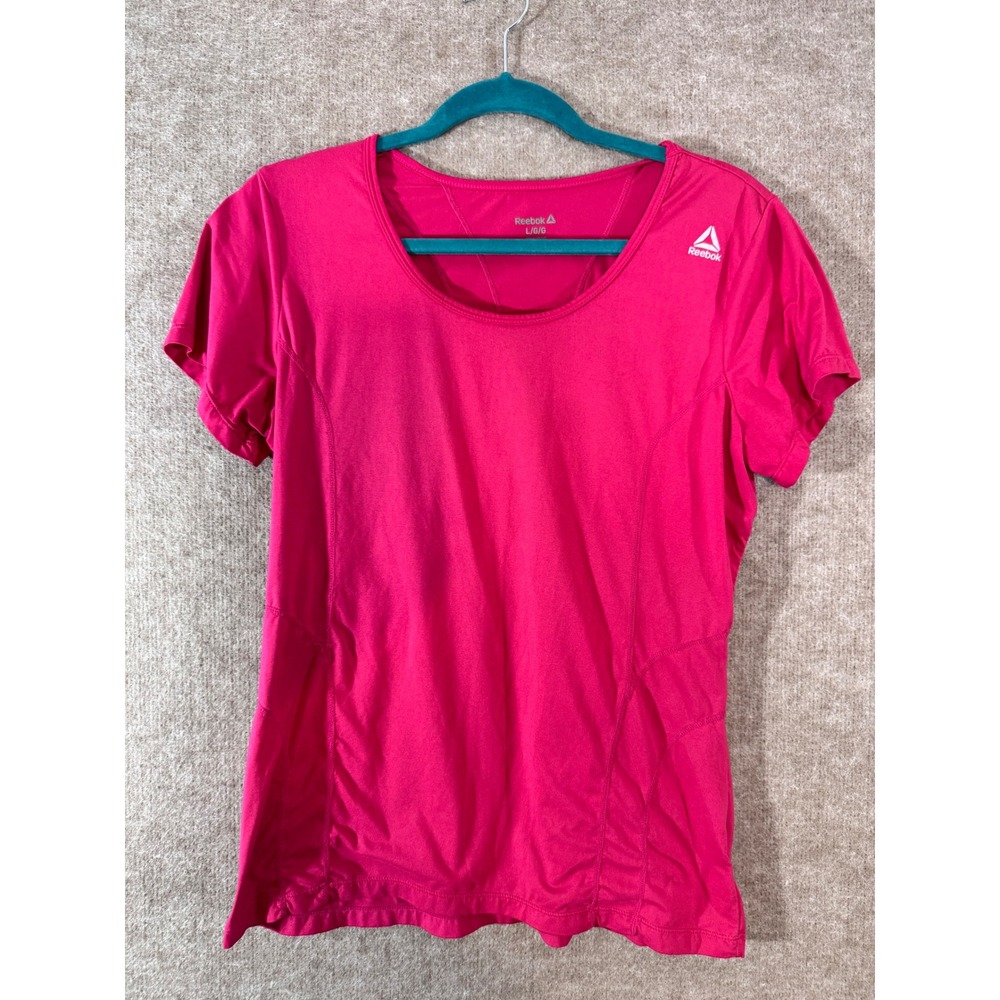 Reebok Active Short Sleeve Tee Womens Large Pink Performance Athletic Gym Top
